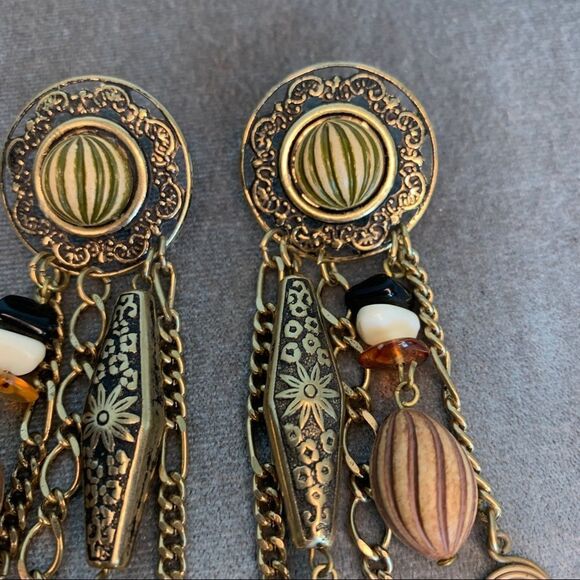 BOHEMIAN hippie gypsie style beaded chandelier dangling earrings - Picture 8 of 10